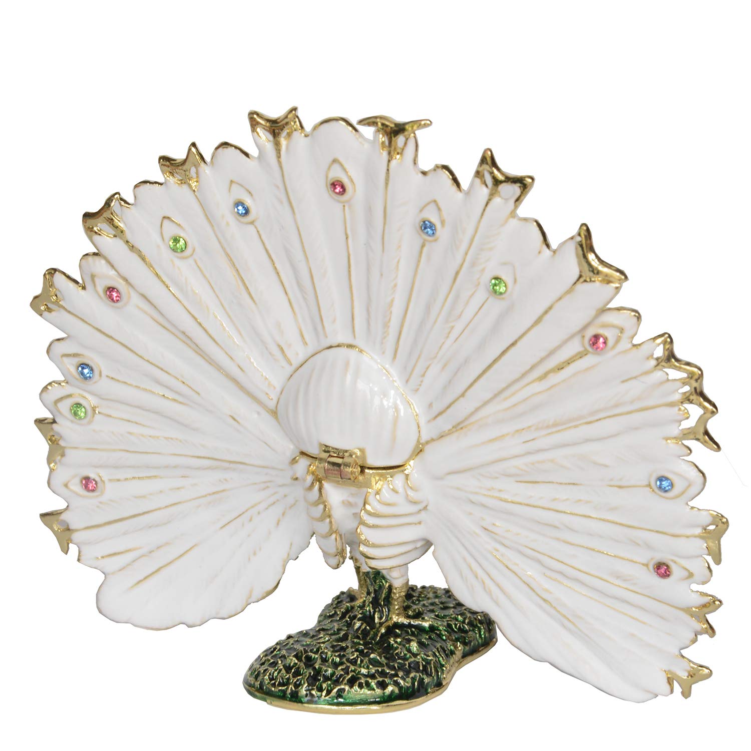 Hand-Painted White Peacock Jewelry Box with Hinged Lid - Decorative Trinket Box for Earrings, Rings & Collectibles | Perfect for Home Decor, Gift Giving & Jewelry Storage