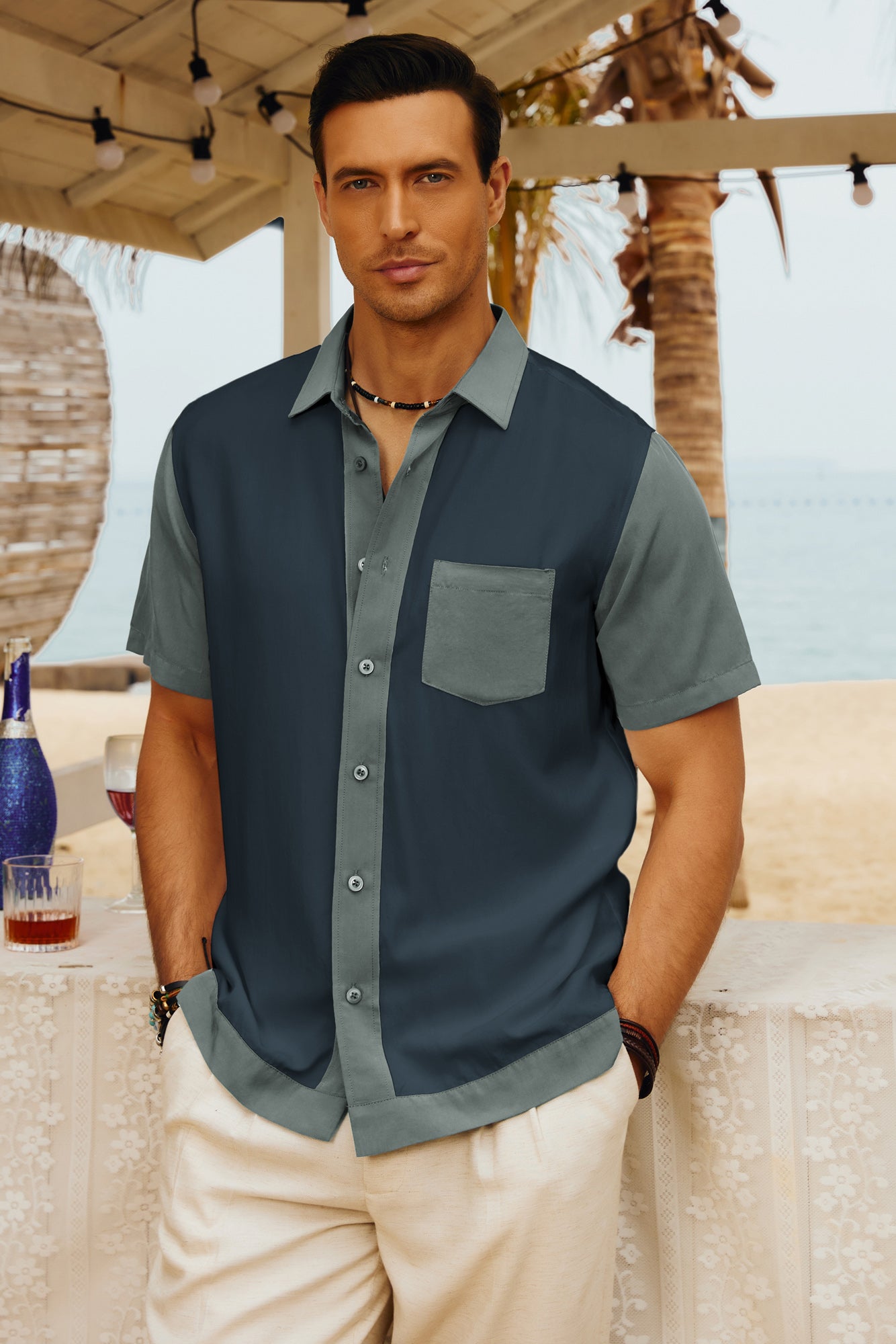 Vintage 70s Men's Bowling Shirt - Retro Short Sleeve Button Down Hawaiian Shirt for Summer | Casual Wear, Beach Party & Themed Events