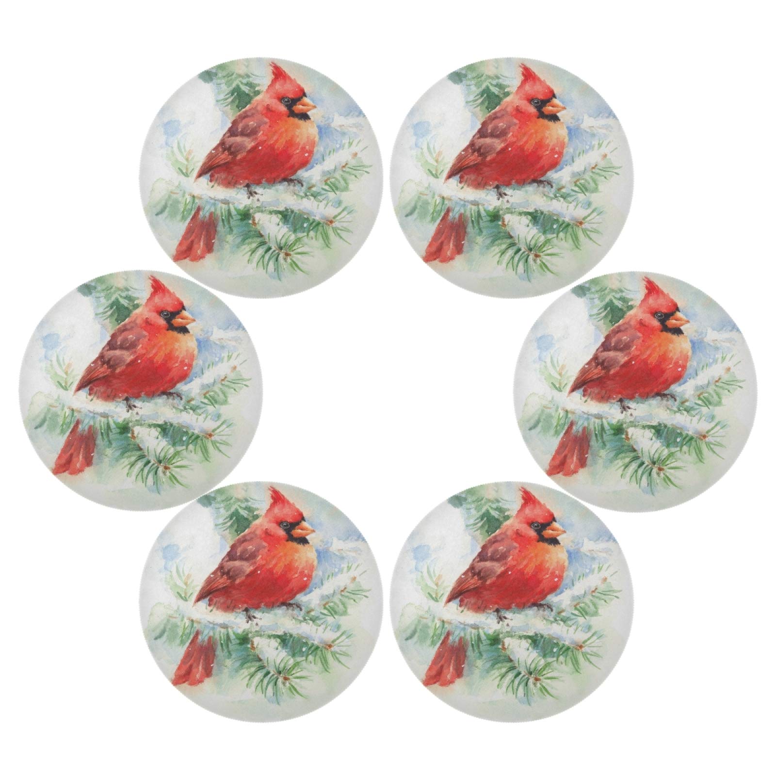 ALAZA Red Cardinal Bird Winter Christmas Round Placemats Set of 4 - Holiday Dining Table Decor for Home Kitchen, Perfect for Christmas Dinner, Thanksgiving, and Seasonal Table Settings