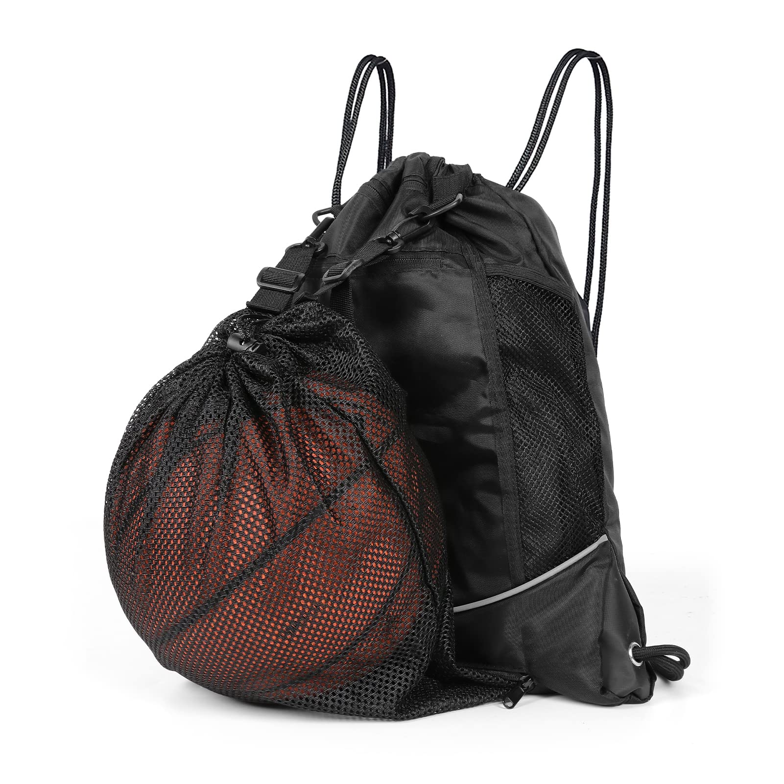 Vickes Basketball Backpack for Boys - Portable Sports Gym Bag with Drawstring & Detachable Mesh Ball Sack - Ideal for School, Travel, and Basketball Practice