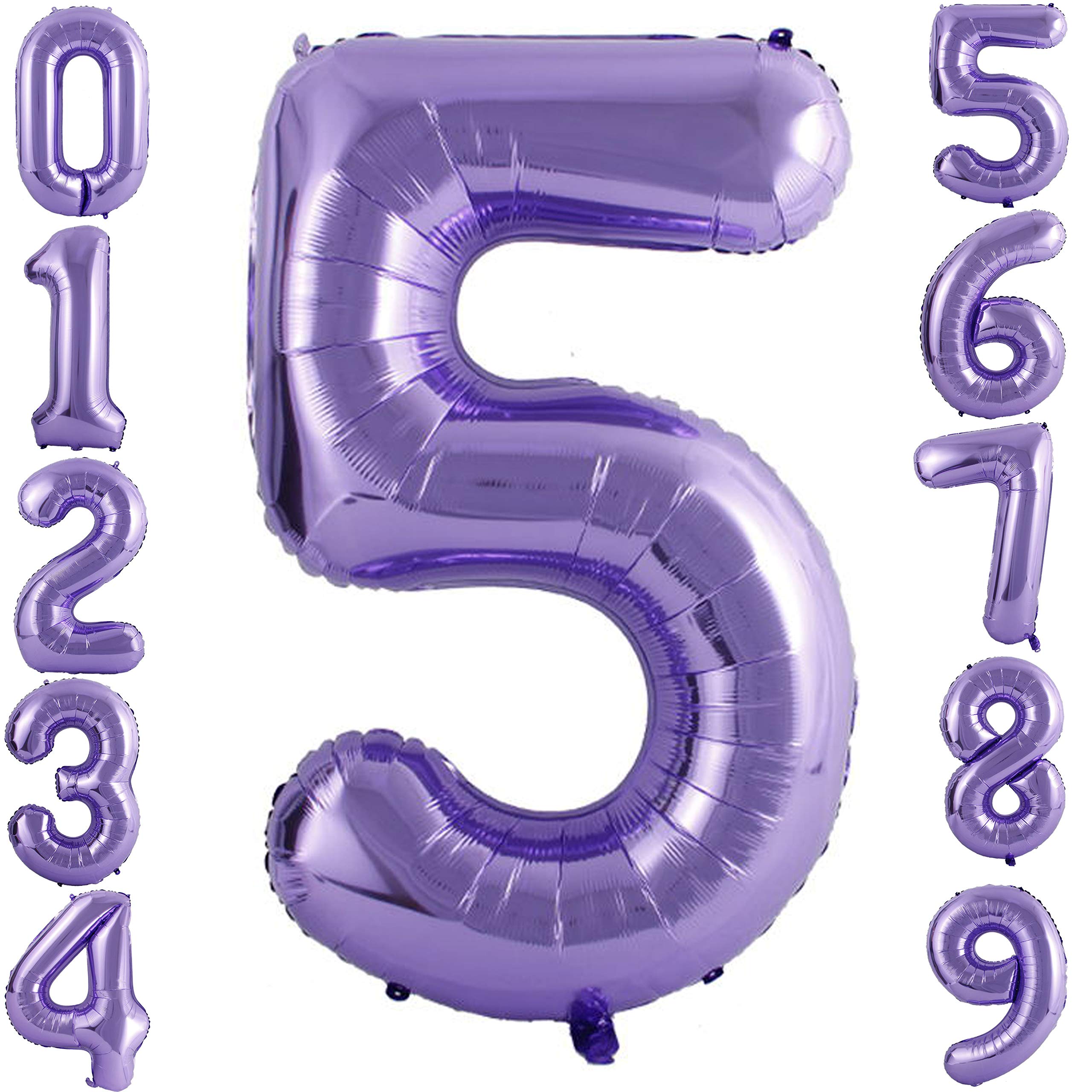 40 Inch Purple Foil Number 5 Balloon for Birthday Parties, Graduations & Anniversary Celebrations