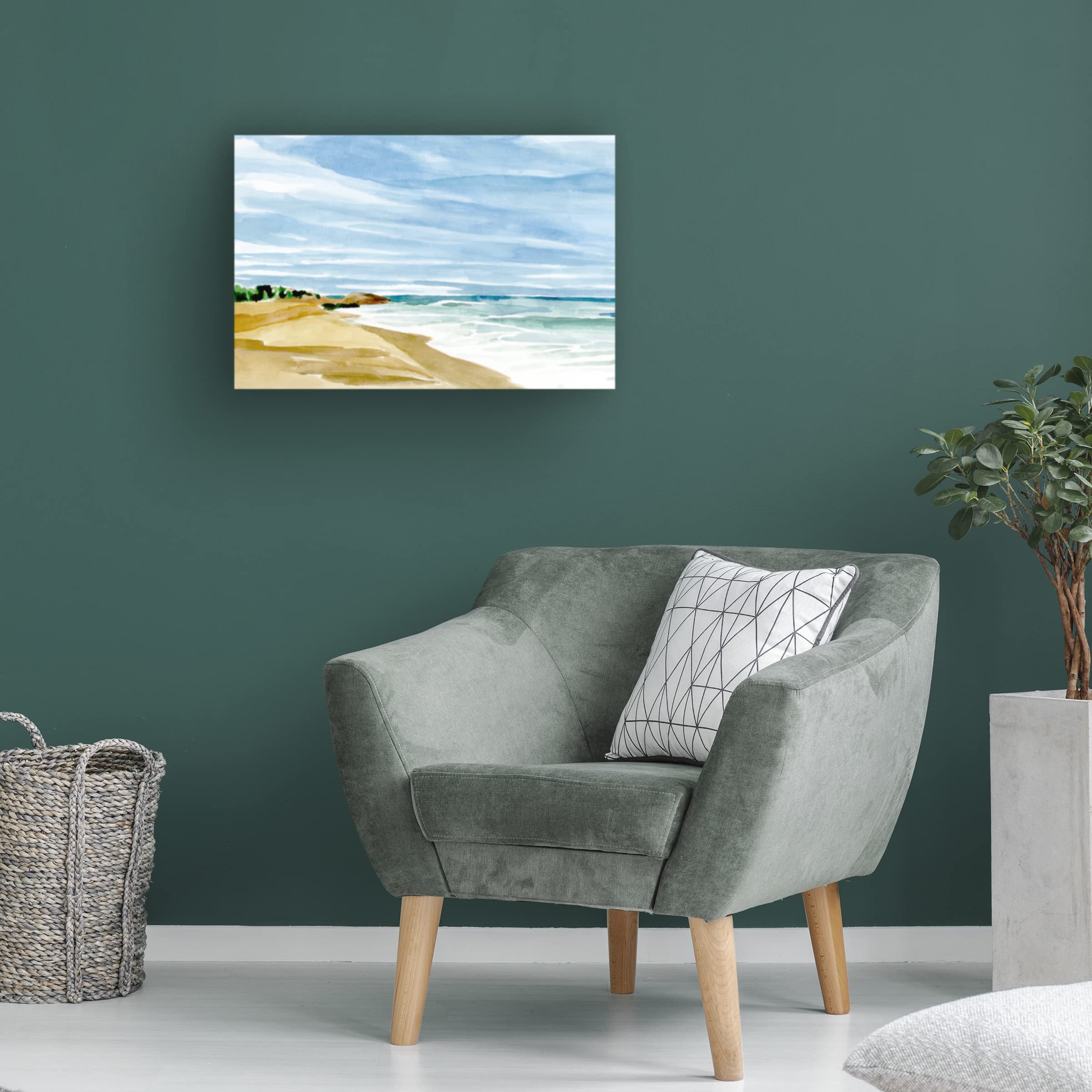 Annie Warren 'Coastline Calm II' 16x24 Canvas Wall Art Print - Coastal Beach Decor for Living Room, Bedroom & Office - Trademark Fine Art Collection