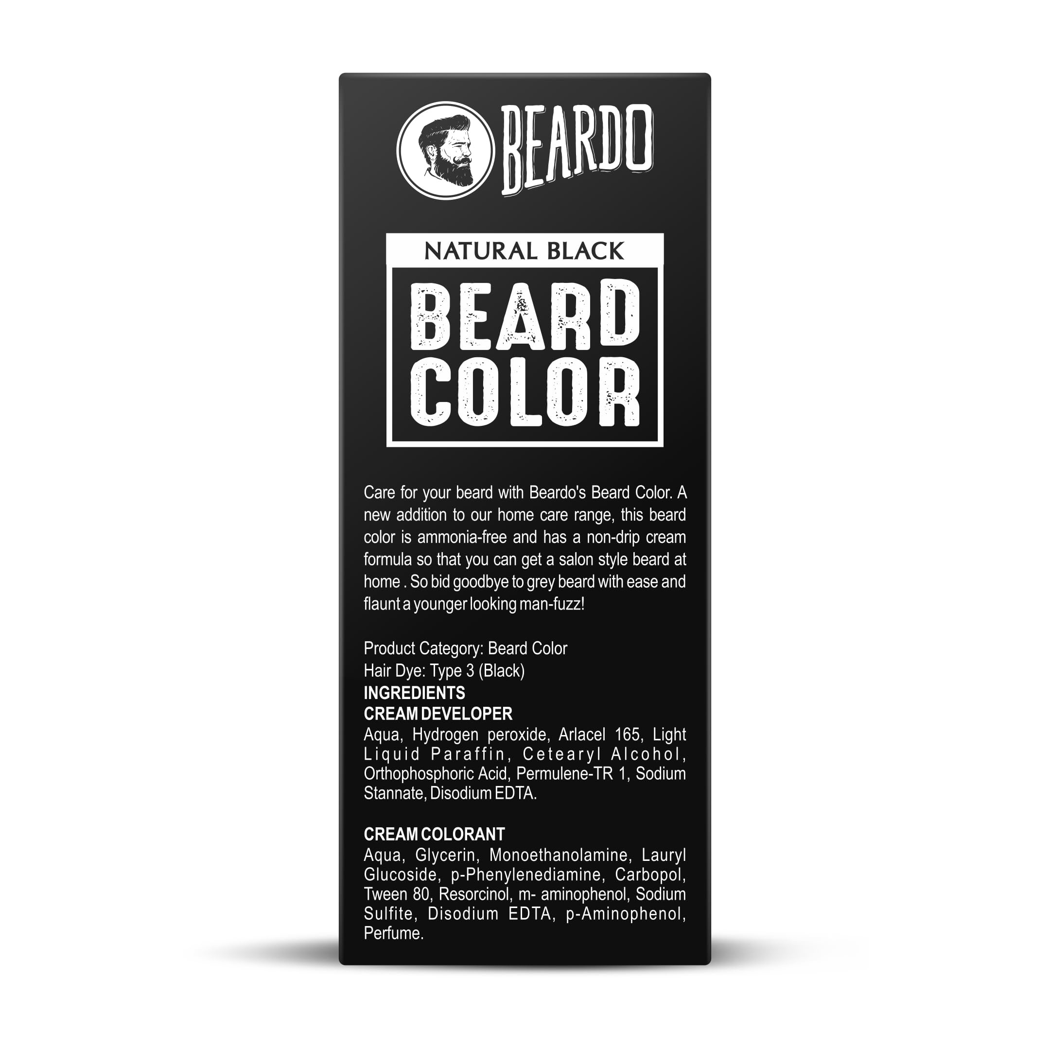 Beardo Natural Black Beard Color for Men - 60ml | Long Lasting Ammonia-Free Hair Dye | Easy Application, No Stains | Skin-Friendly Formula | Perfect for Daily Use & Special Occasions