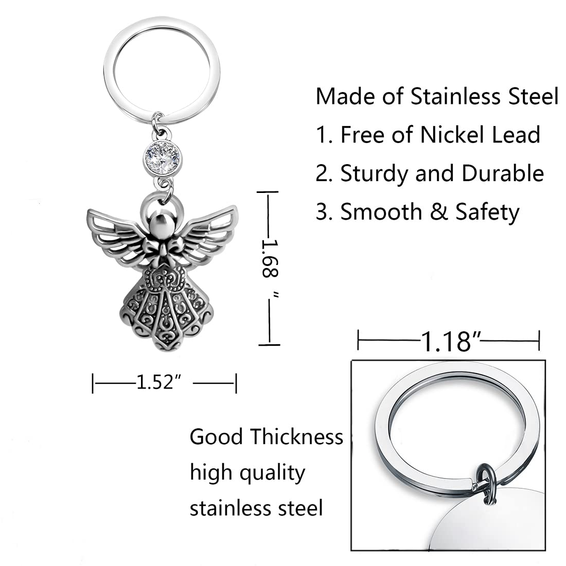 FUSTMW Angel Keychain - Guardian Angel Prayer Gift for Faith & Blessings - Perfect for Baptism, First Communion, Confirmation & Spiritual Encouragement