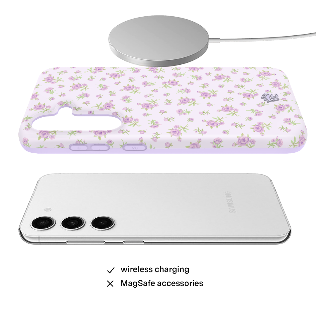 Elegant Lilac Floral Samsung Phone Case - Slim Protective Cover for Galaxy S21/S22/S23 - Perfect for Daily Use, Work & Travel