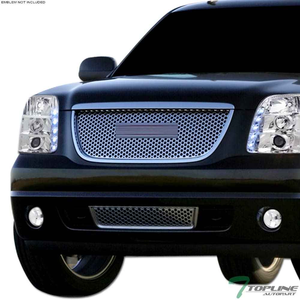 2007-2012 GMC Yukon Denali Chrome Round Hole Mesh Upper & Low Front Hood Grille - Durable Replacement Grille for Enhanced Style & Protection | Perfect for Off-Roading, Car Shows & Custom Builds