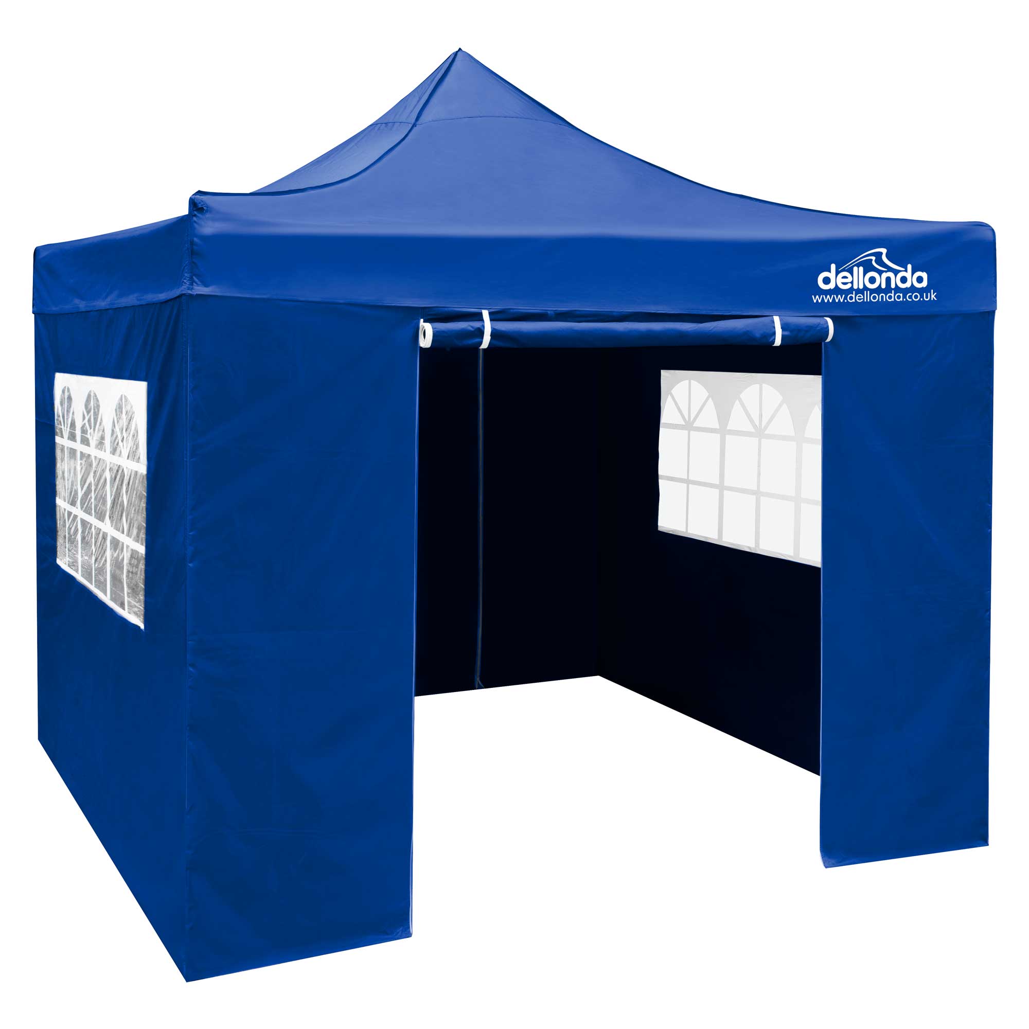 Premium 3x3m Waterproof Pop Up Gazebo Tent with Side Walls - Portable Outdoor Canopy with Carry Bag, Stakes & Weight Bags (Blue, DG165) - Perfect for Camping, Backyard Parties & Beach Outings