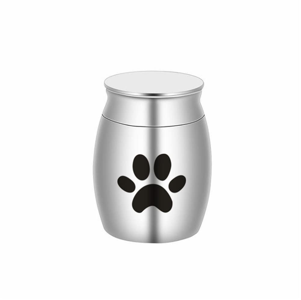 ZKXXJ 1.6 Inch Personalized Pet Urn for Ashes - Custom Engraved Name & Paw Print Memorial - Stainless Steel Mini Cremation Urn for Dogs & Cats - Perfect for Home Memorials & Funeral Keepsakes
