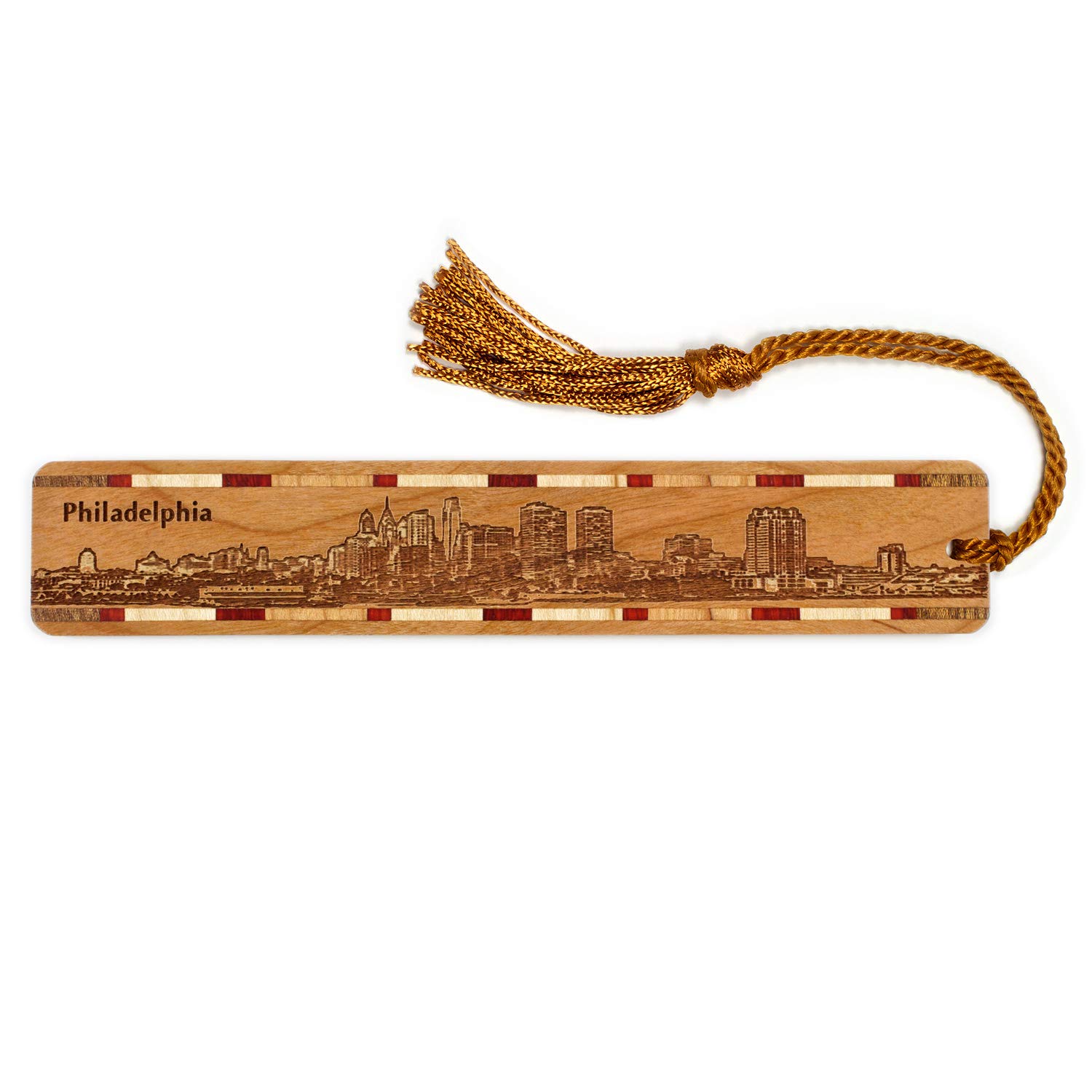 Philadelphia Pennsylvania Skyline Engraved Wooden Bookmark - Handmade in USA - Personalized Gift for Book Lovers - Perfect for Reading, Collecting & Graduation Gifts