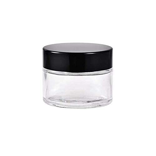 RIVUGJA 50g Empty Frosted Glass Cosmetic Jars with Black Cap - Pack of 2 for Creams, Serums, Skincare, Haircare & DIY Beauty Products | Travel-Friendly Containers for Lotions, Toners & Blends