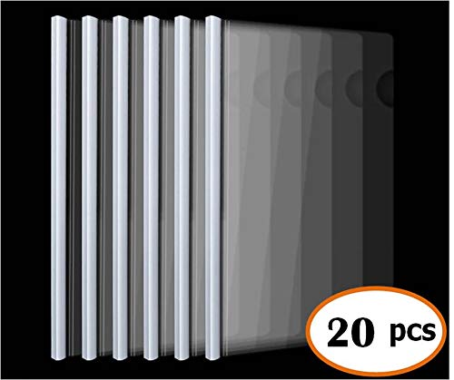 10mm Sliding Bar Plastic File Folders - 20 Pack, A4 Size, 18C, 40 Sheet Capacity, Transparent Resume & Report Covers for Office Organization - Perfect for Presentations, Document Storage & School Binders