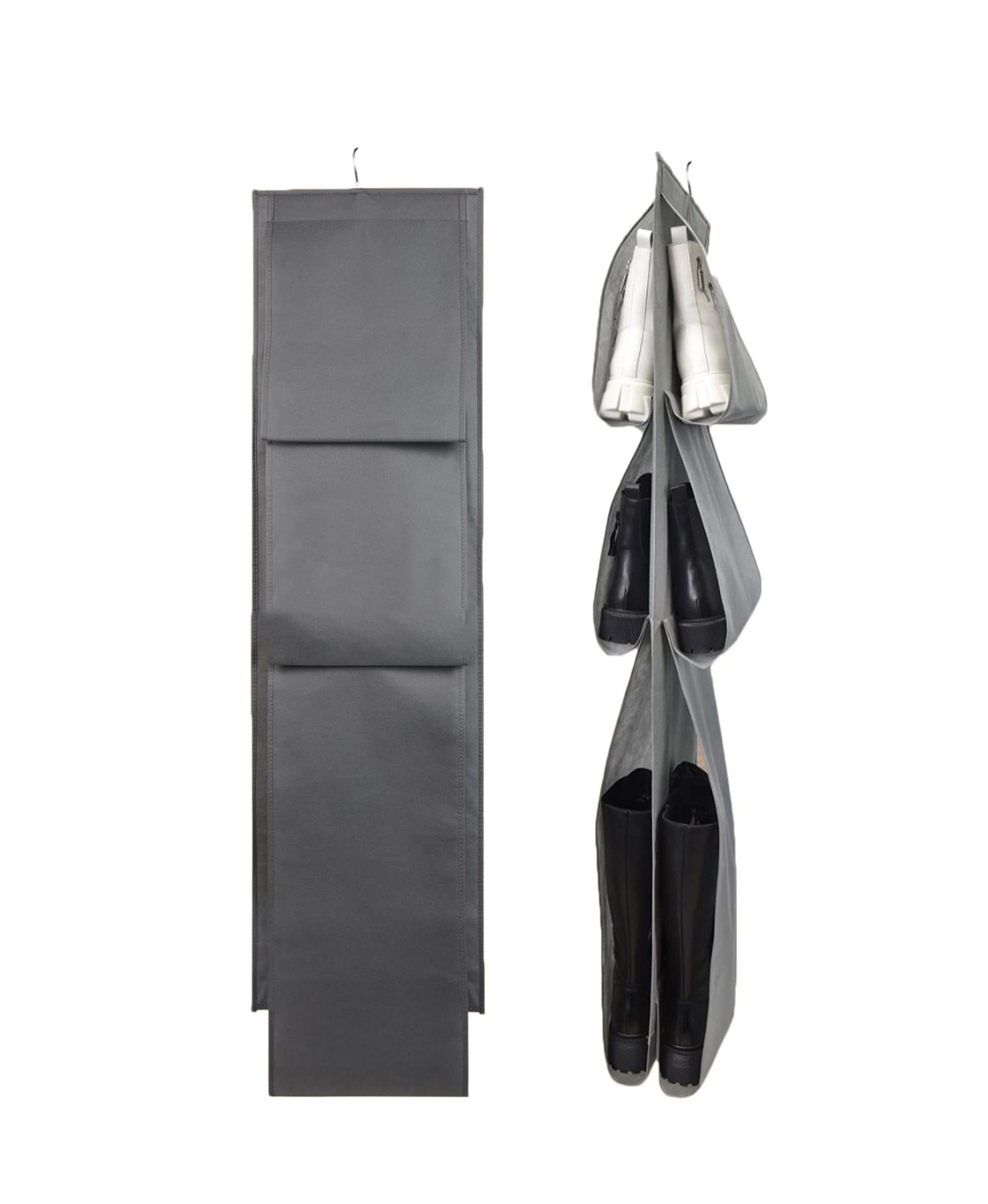 6-Pocket Hanging Organizer - Transparent Shoe Storage Bag with Hanger for Closet & Door (Grey) - Space-Saving Wardrobe Solution