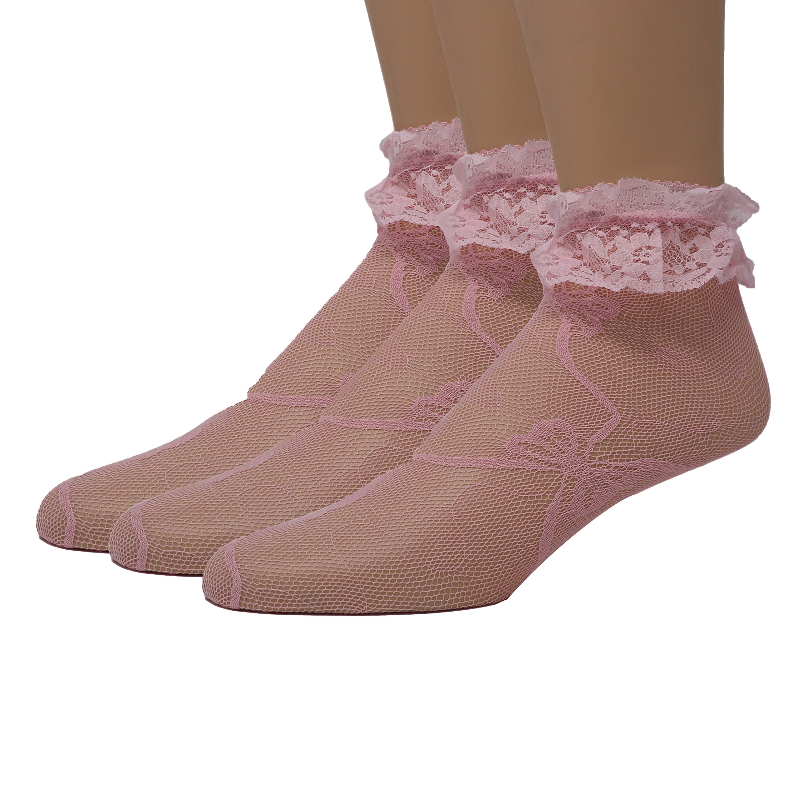 EMEM Women's Lace Ankle Socks with Ruffles - Comfortable & Stylish Socks for Casual Wear, Office, and Special Occasions