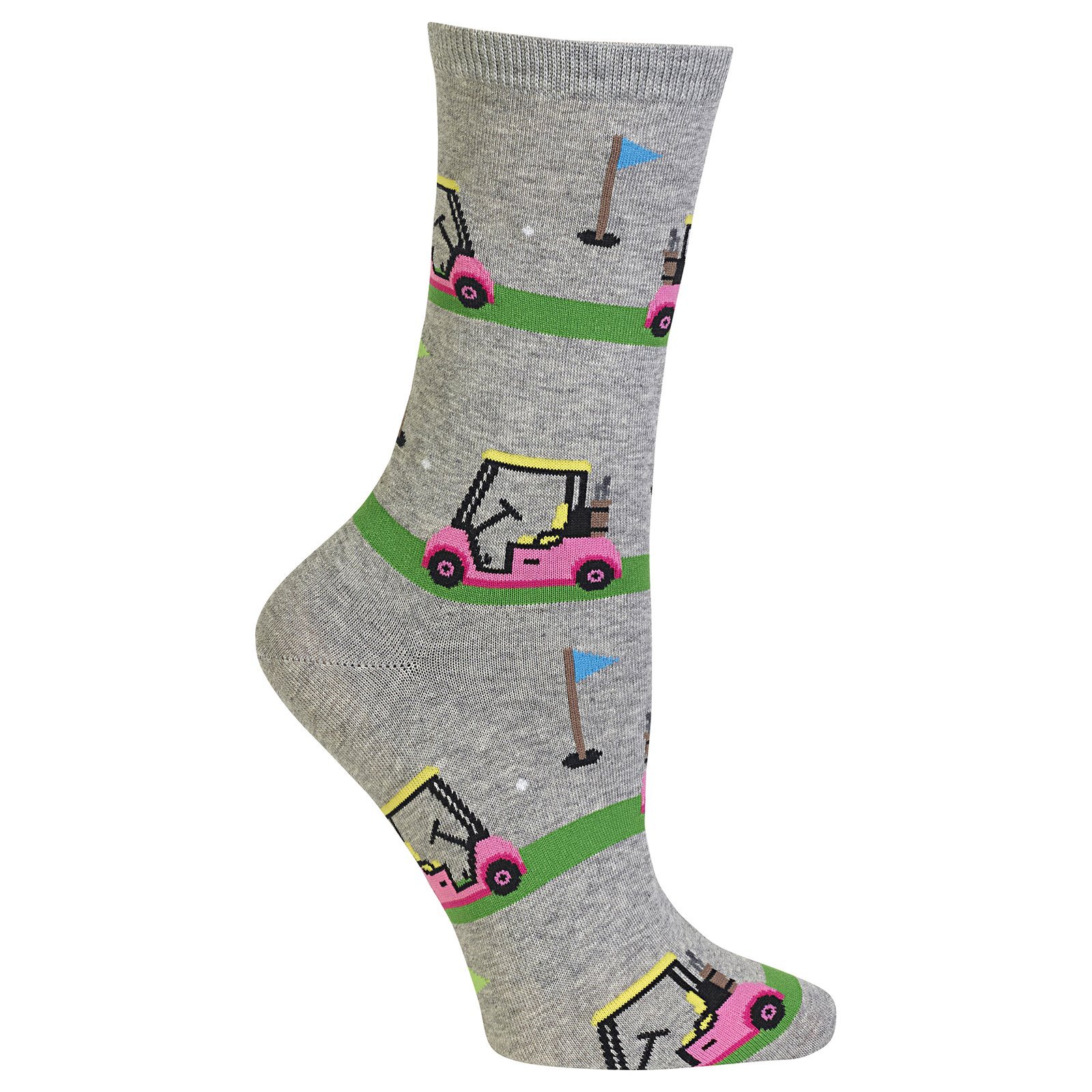 Hot Sox Women's Golf Cart Socks - Grey Heather Crew Socks (1 Pair) for Shoe Size 4-10 | Comfortable Athletic Socks for Golfing, Driving & Casual Wear
