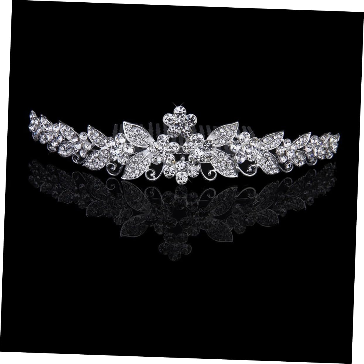 FRCOLOR 2-Pack Crystal Bridal Tiara Headpiece - Wedding Hair Accessories for Bride, Rhinestone Crown Headband & Comb Set, Alloy Silver (Medium) - Perfect for Weddings, Proms, and Special Occasions