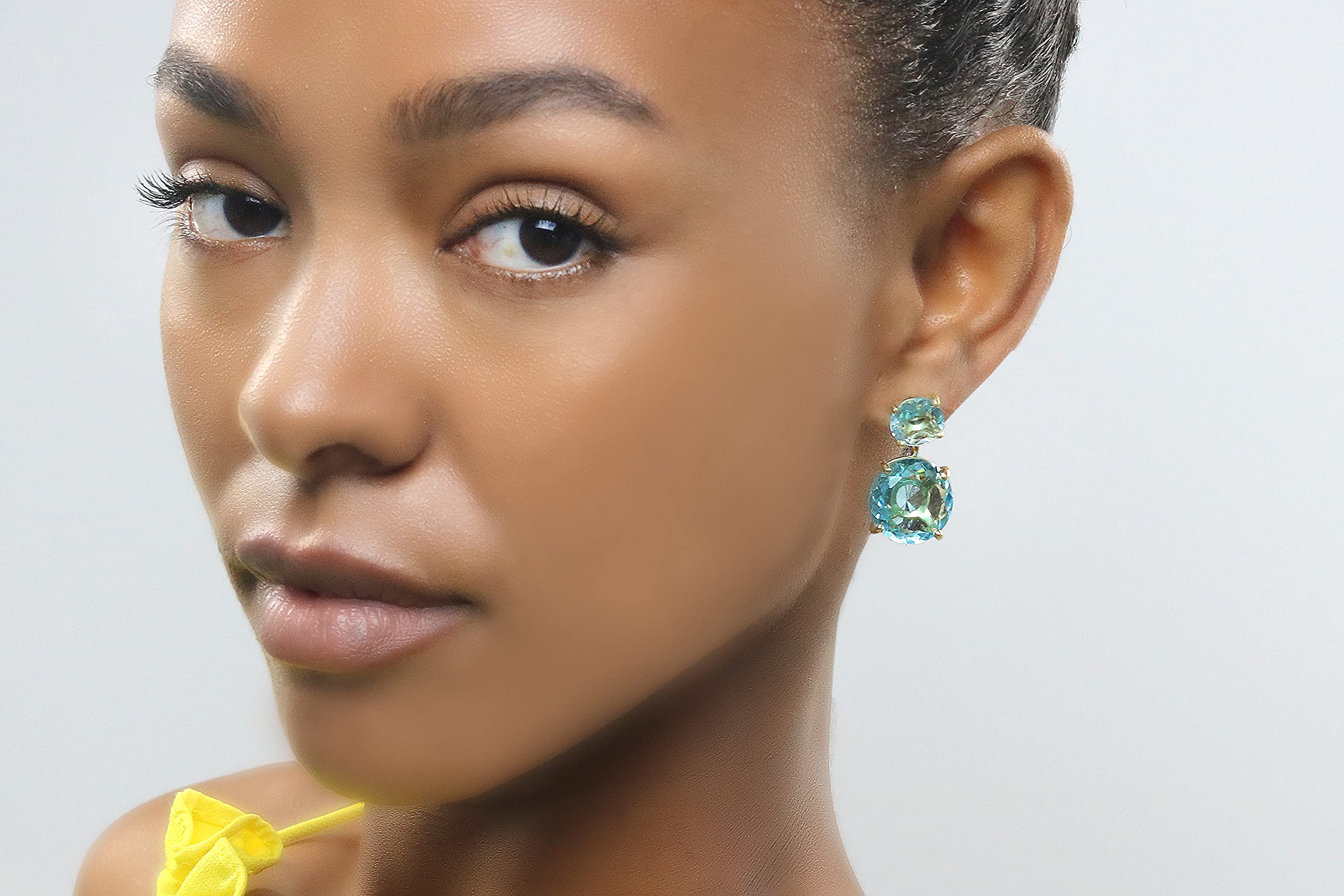 Handmade Double Topaz Stud Earrings for Women – Elegant Statement Fashion Jewelry, Custom Birthstone Gift – Perfect for Parties, Weddings & Special Occasions