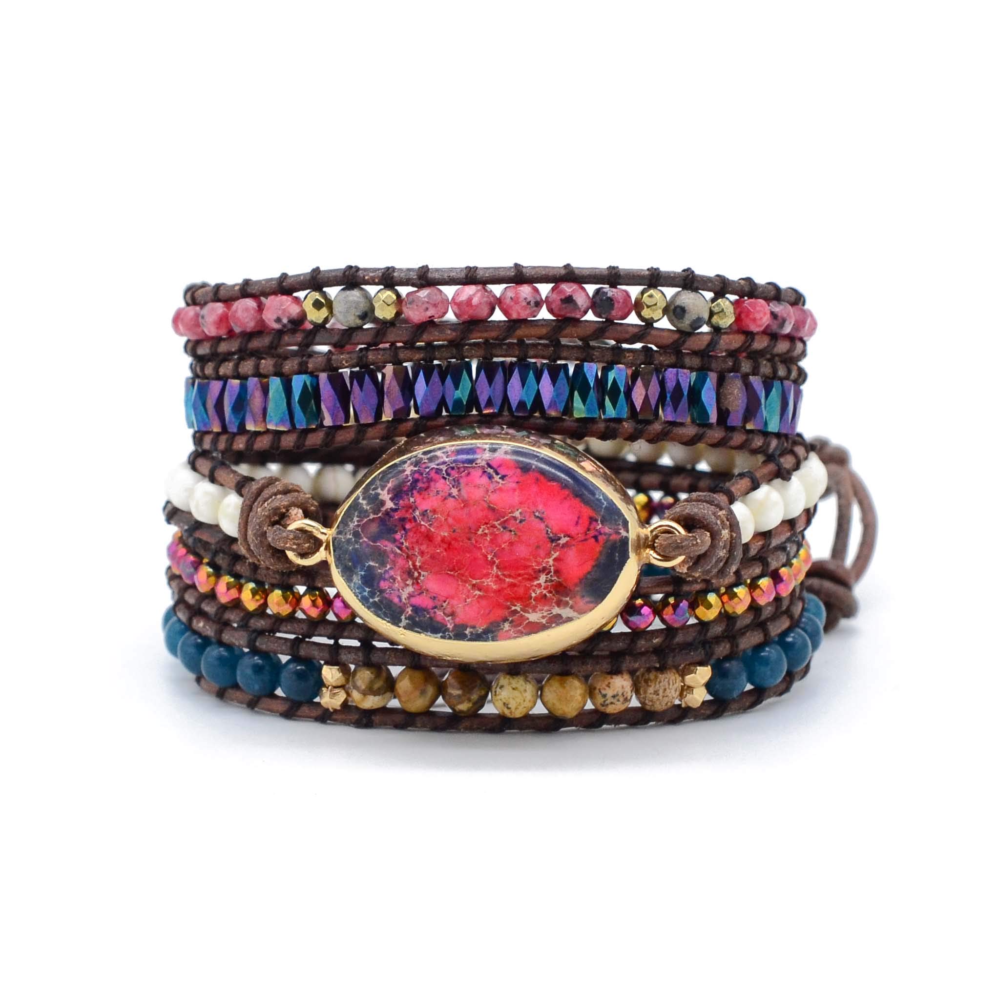 Handmade Jasper Turquoise Amethyst Boho Wrap Bracelets for Women - Natural Stone Healing Crystal Bohemian Jewelry Collection for Girls & Teens | Perfect for Yoga, Meditation, Gifts & Boho Fashion