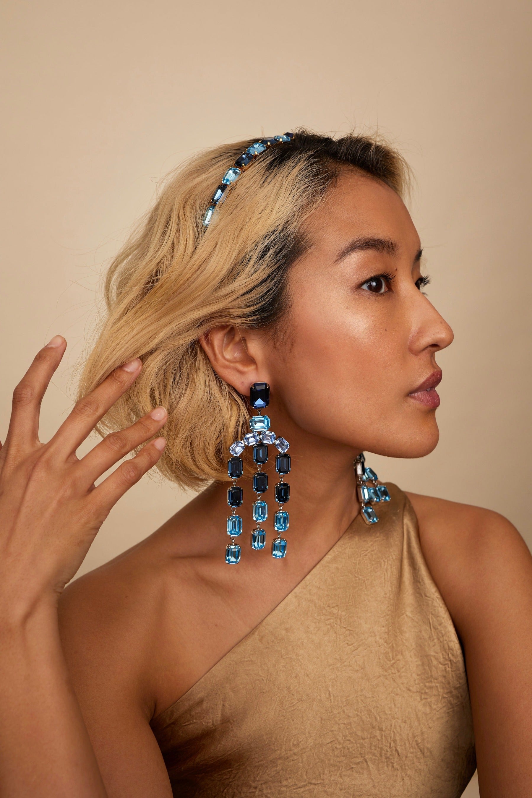 Mika Crystal Chandelier Earrings for Women - Elegant Dangling Drop Earrings with Sparkling Rhinestones - Perfect for Weddings, Parties & Evening Events