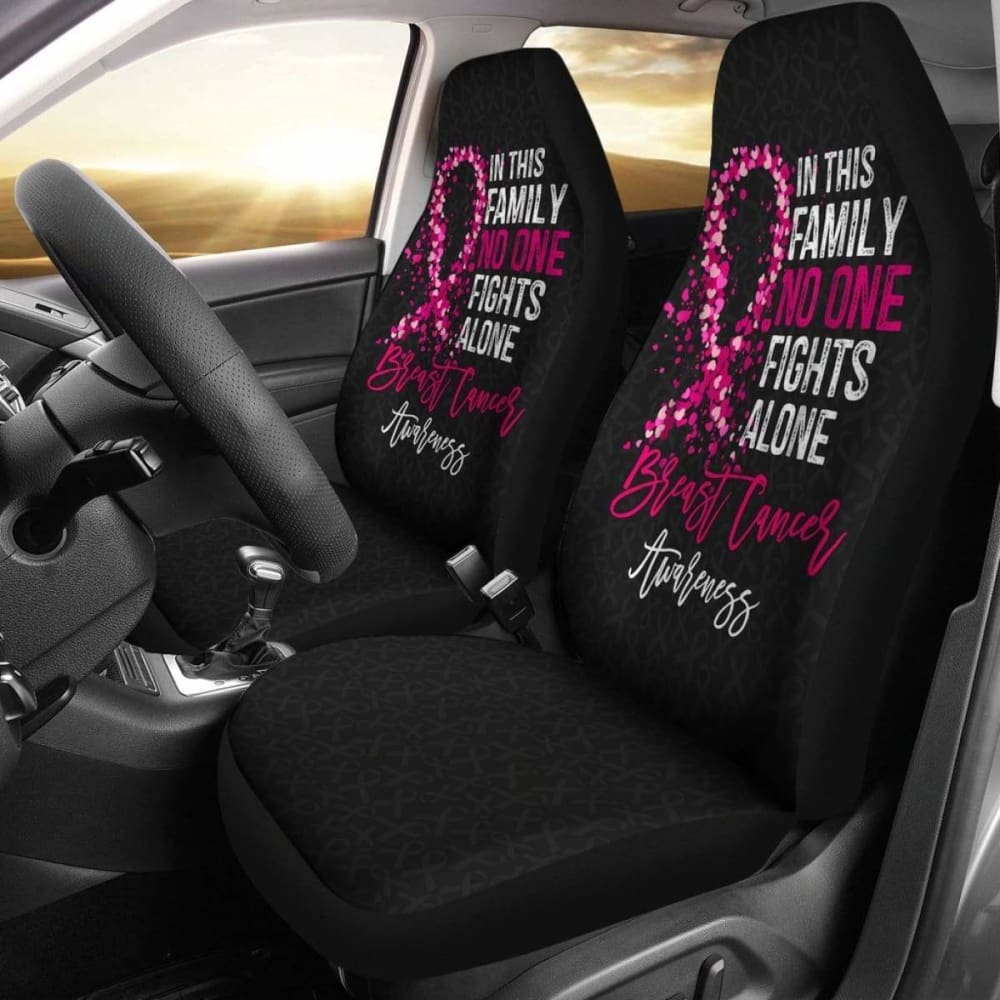 Breast Cancer Awareness 'No One Fights Alone' Car Seat Covers 211902 - Supportive Gift for Survivors & Caregivers, Perfect for Daily Commutes and Road Trips