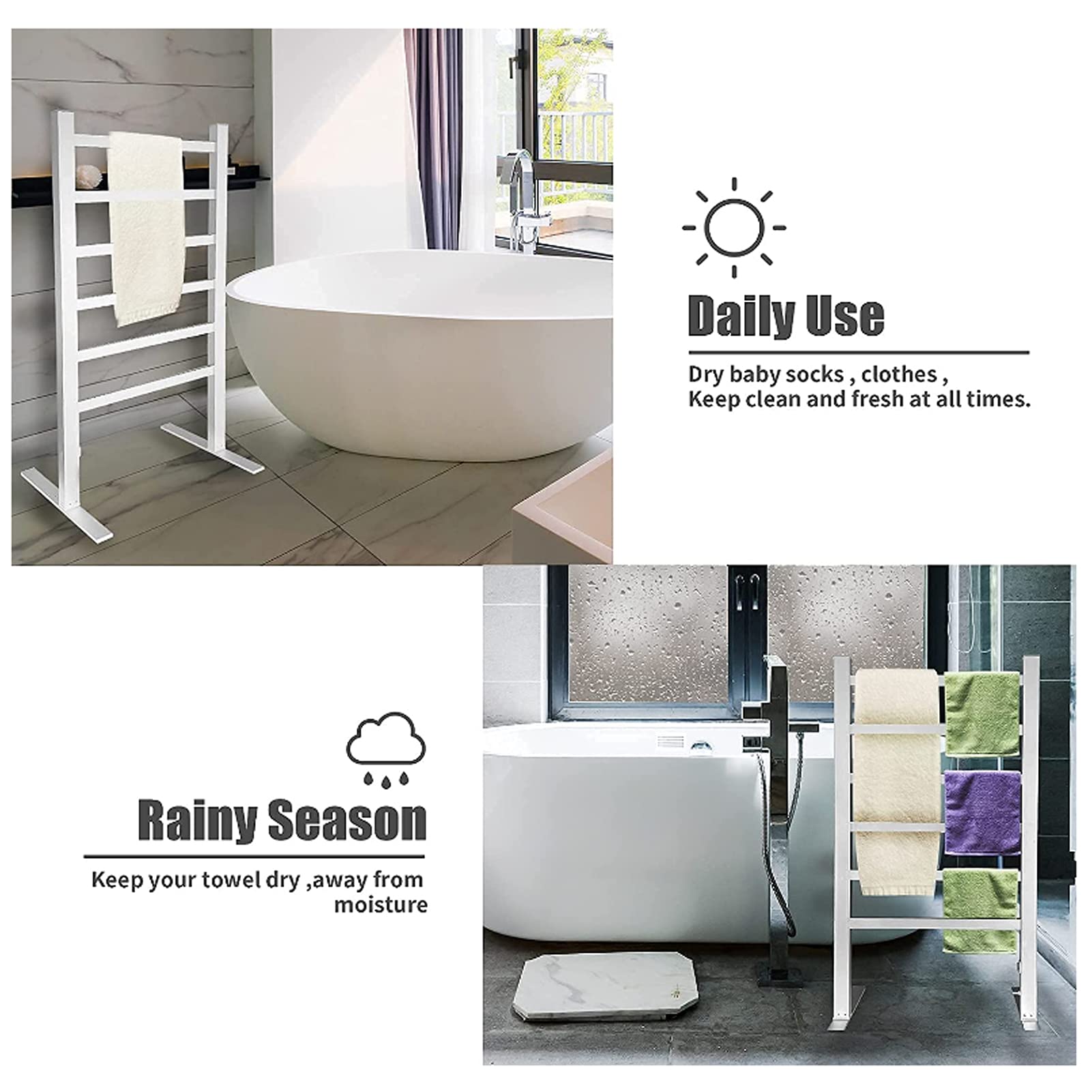 Premium Electric Towel Warmer - Freestanding or Wall Mounted Heated Towel Rail for Bathroom, 100W Aluminum Alloy Drying Rack (52x39x90cm, 110V) - Perfect for Spa, Luxury Hotels & Cozy Home Bathrooms
