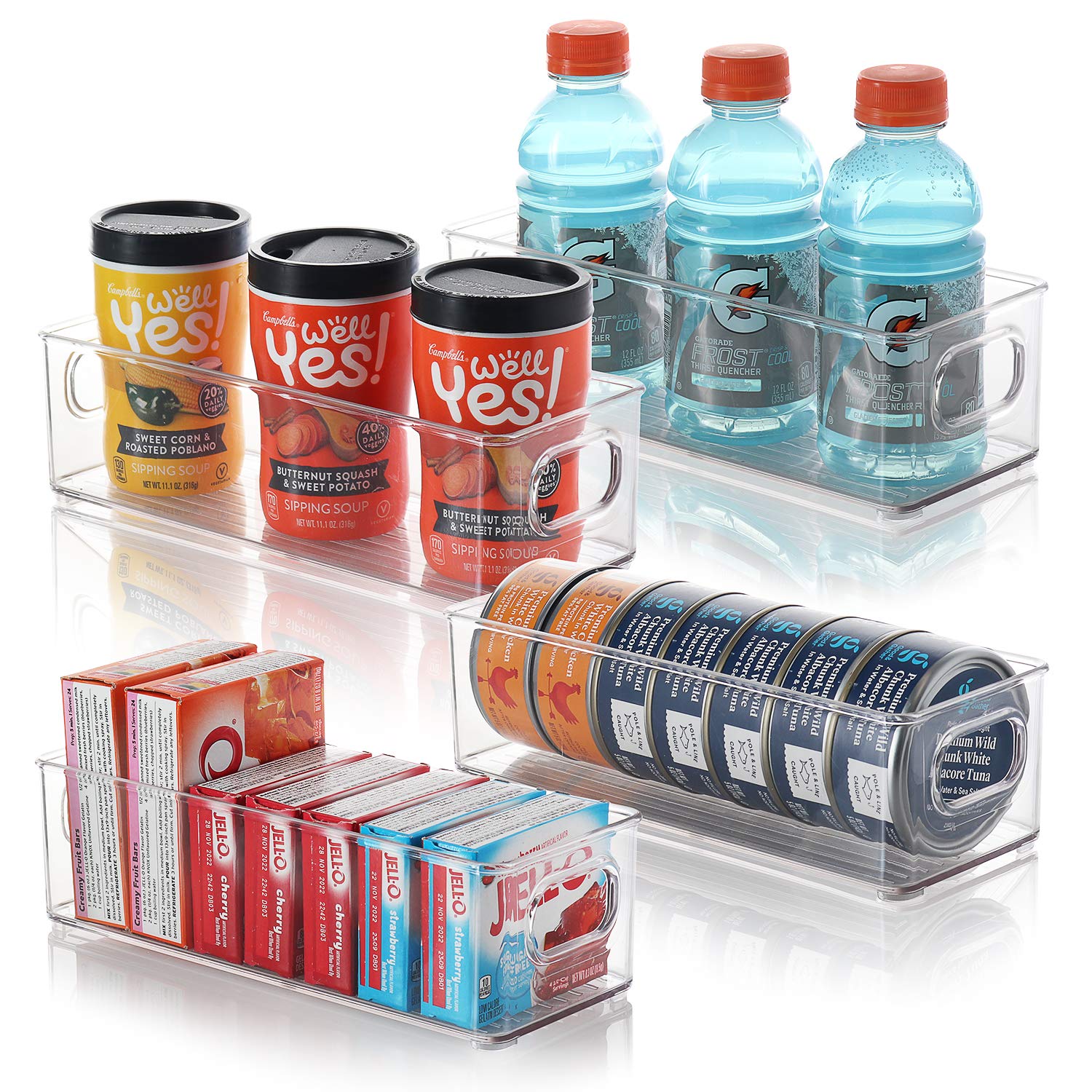 StorageBud 4-Pack Clear BPA-Free Plastic Food Storage Containers with Handles - Pantry, Refrigerator & Cabinet Organizers for Dried Goods, Fruits, Pasta, Snacks | Perfect for Kitchen Organization & Meal Prep