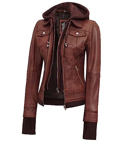 Tralee - Brown Hooded Leather Jacket