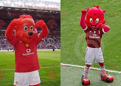 2 REDBROKOLY Plush Mascots - Cute Red Bear & Red Imp Stuffed Animals | Perfect for Cosplay, Party Decor & Anime Collectibles