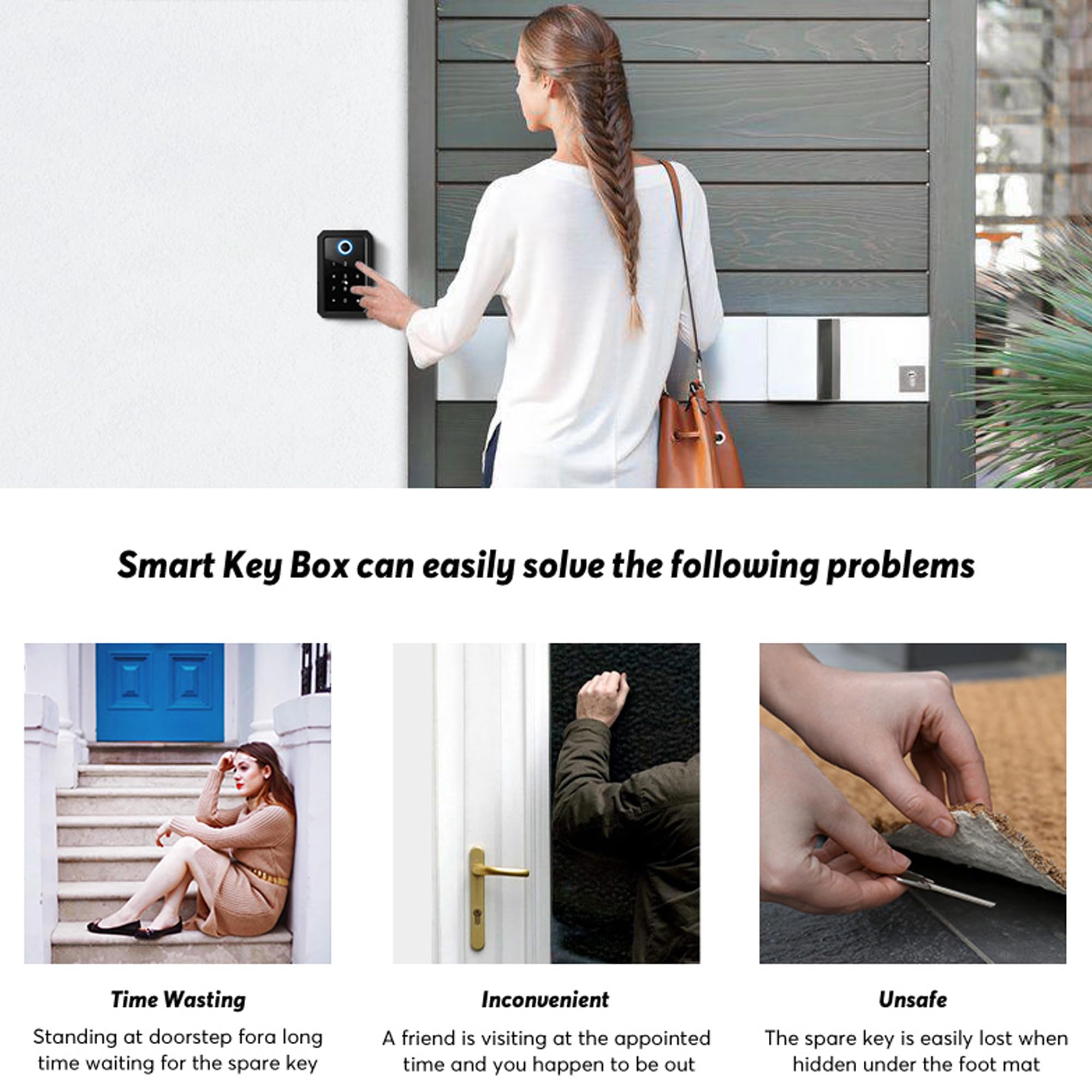 CATCHFACE Smart Bluetooth Key Lock Box - 5-in-1 Key Safe with TTLock APP & Ekey Sharing | Waterproof Wall Mount & Door Handle Lockbox for Home, Apartment, Realtor & Office Use | Secure Key Storage Solution for Vacation Rentals, Airbnb Hosts & Property Managers
