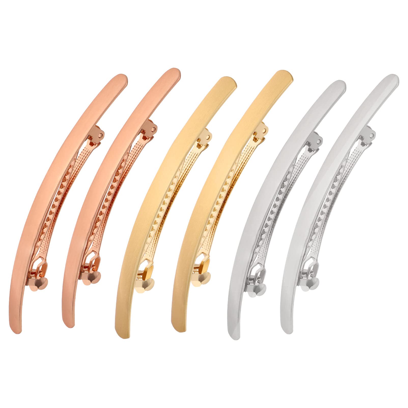 Beaupretty 6-Piece Gold Metal Hair Barrettes for Women - Thin French Hair Clips, Ponytail Holders for Everyday Styling & Special Occasions
