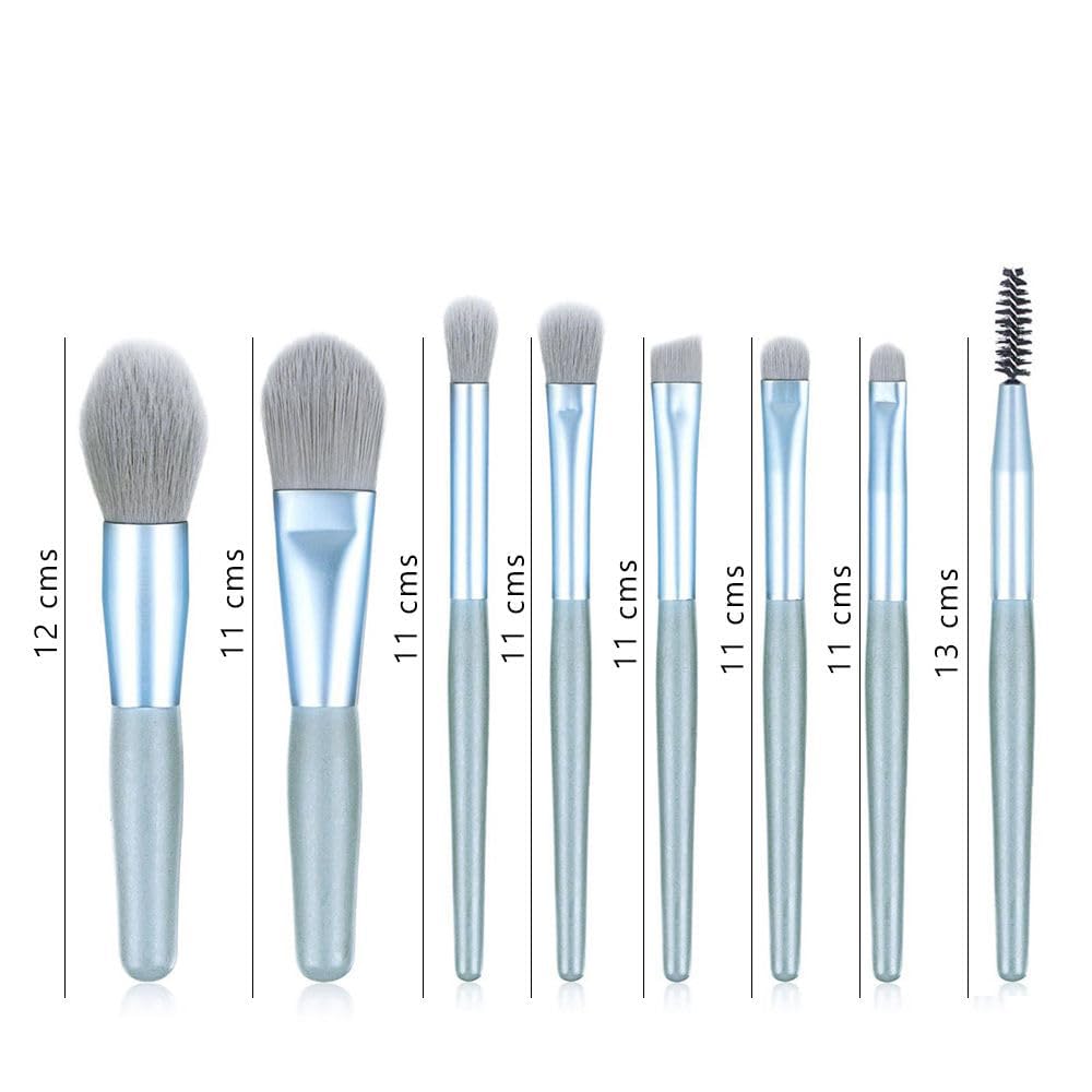 8Pcs Makeup Brush Set for Foundation & Eyeshadow - Travel Size Beauty Kit with Sponge for Daily Makeup