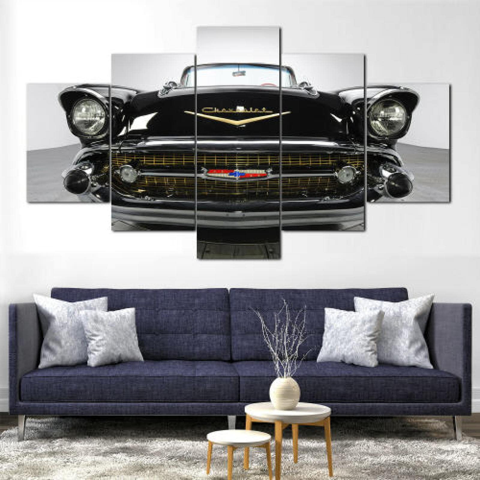 Vintage Car Canvas Wall Art - 5-Panel Chevrole Decor for Living Room & Bedroom