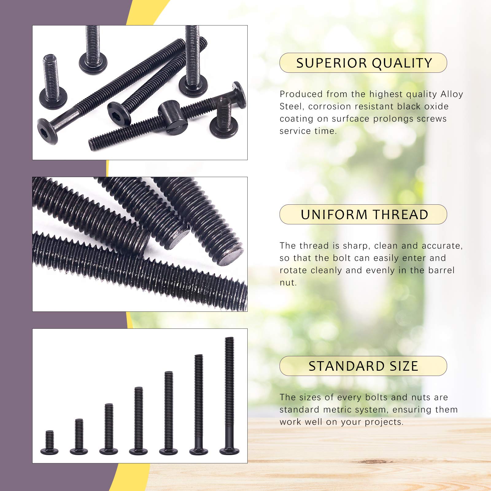 Swpeet 84Pcs M6 Crib Screws Kit with Allen Wrench - for Baby Beds & Furniture