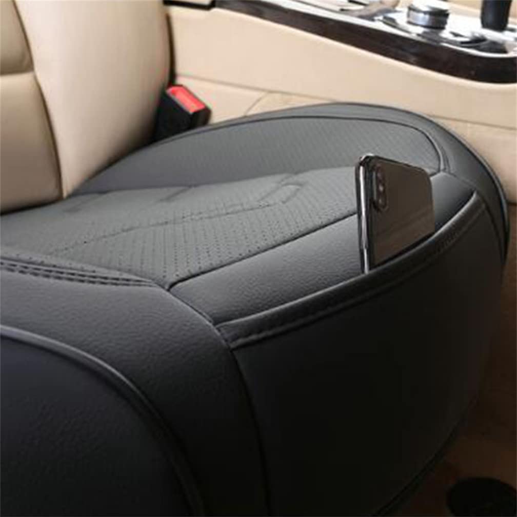 Universal PU Leather Car Seat Cushion - Front Base Protector with Full Wrapping Bottom Fits 95% Vehicles | Comfortable & Durable Beige Seat Cover for Cars, SUVs, Trucks | Perfect for Long Drives, Commuting & Protecting Original Seats