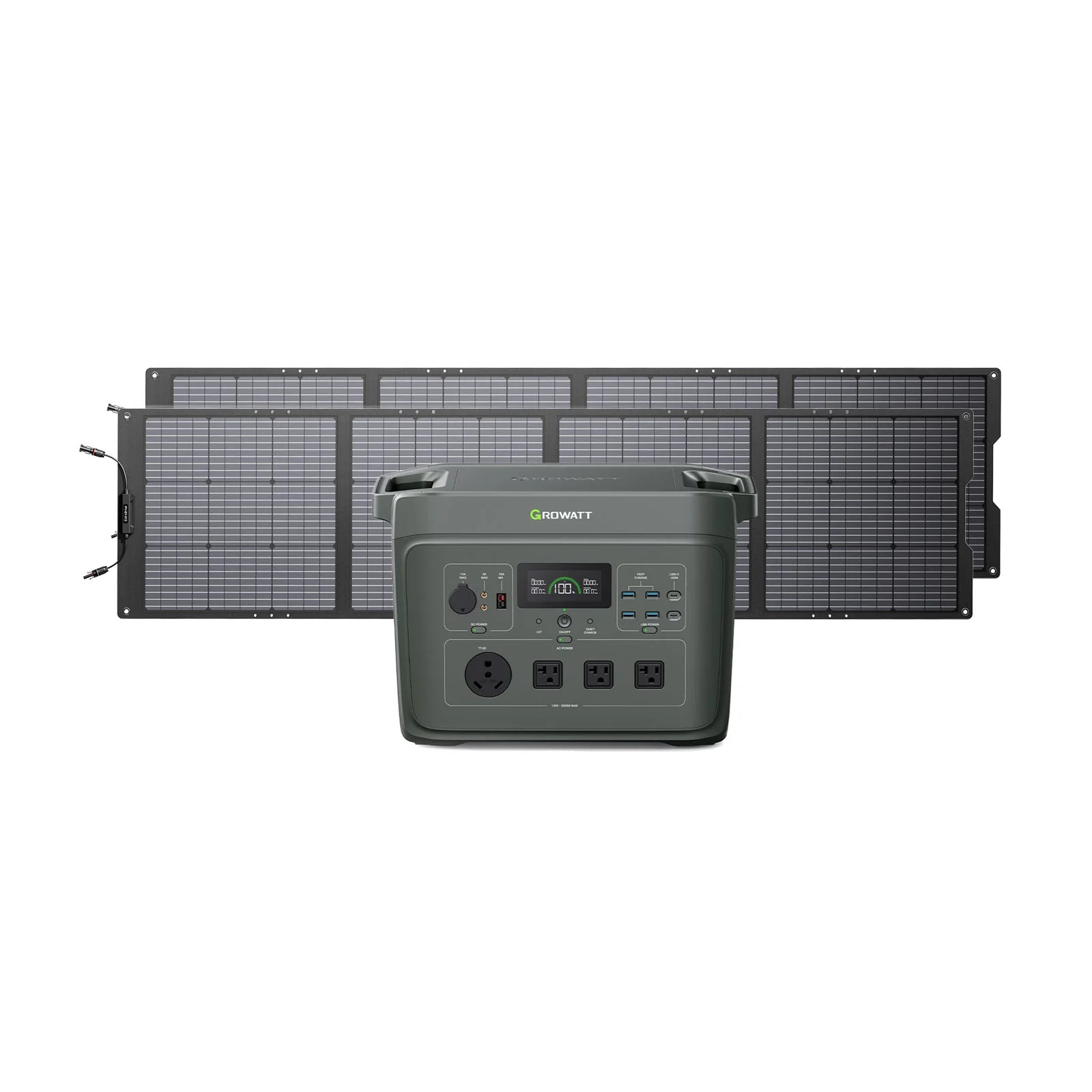 Growatt INFINITY 2000 Portable Solar Generator - 2000W Pure Sine Wave Power Station for Home Backup, Camping & Outdoor Adventures | Solar Powered Emergency Power Supply for Blackouts, RV Trips & Off-Grid Living