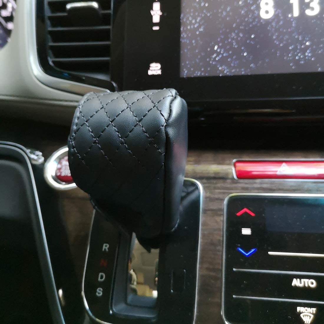 Universal Leather Gear Shift Cover - Car Stick Shift Knob Protector with Adjustable Velcro for Most Automatic Vehicles, SUVs & Trucks (Black) | Premium Car Interior Accessory for Comfort & Style
