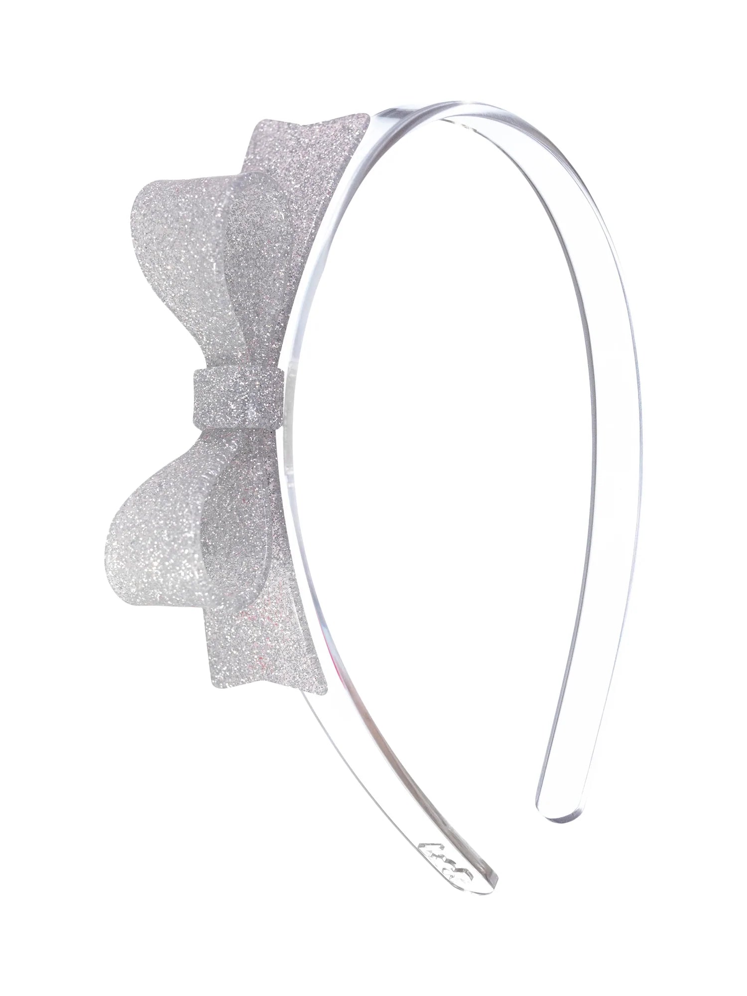 Lilies & Roses NY Silver Glitter Bow Tie Headband for Women - Elegant Hair Accessory for Weddings, Parties & Special Occasions