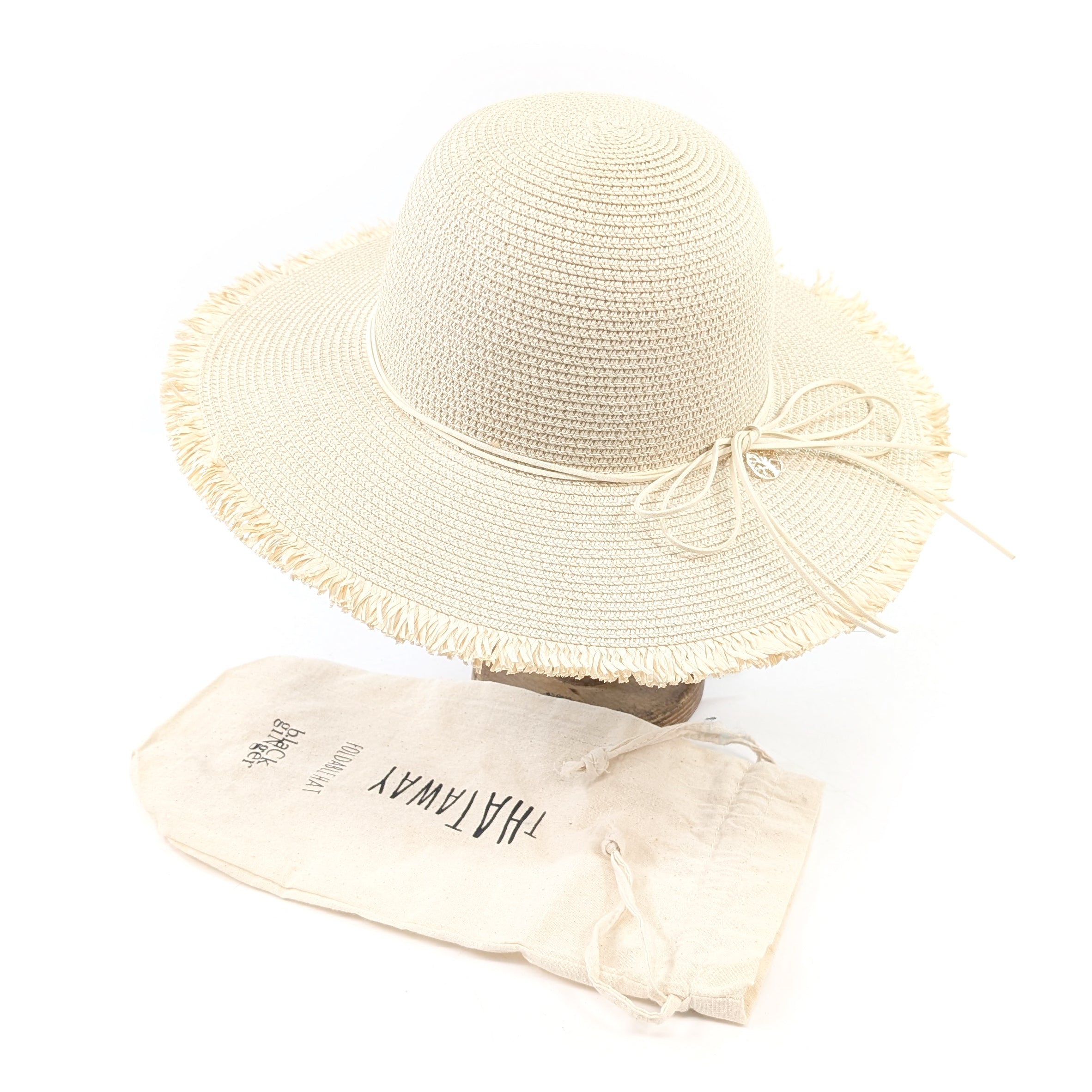 Tree of Life Wide Brim Foldable Sun Hat (57cm) - Natural Straw Beach Hat for Women, UV Protection for Outdoor, Travel, Gardening & Summer Vacations