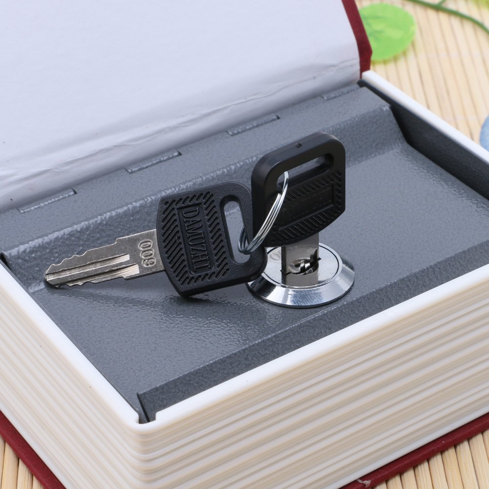 Youngy Mini Home Security Dictionary Book Safe - Cash & Jewelry Storage Lock Box with Key - Red | Perfect for Home, Office, Travel & Emergency Use