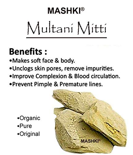 Organic MASHKI Multani Mitti (Fuller’s Earth Clay) for Glowing Skin & Healthy Hair - Natural Calcium Bentonite Clay Face Mask & Hair Treatment Powder - Perfect for Spa, Salon & Commercial Use