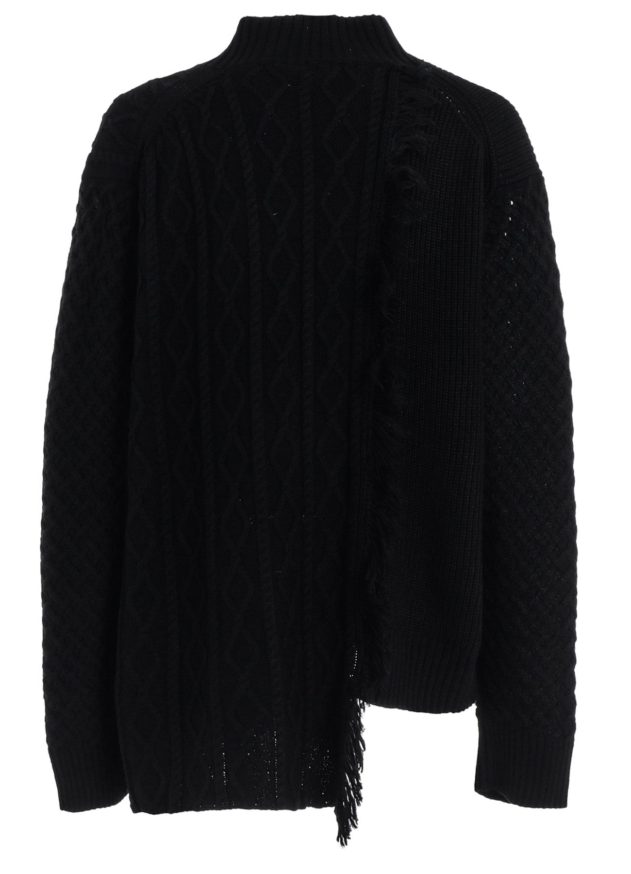 Corpilon Bulky Wool Asymmetrical Fringe Mock Neck Knit Sweater - Cozy Winter Pullover for Women, Perfect for Casual Outfits & Holiday Gatherings