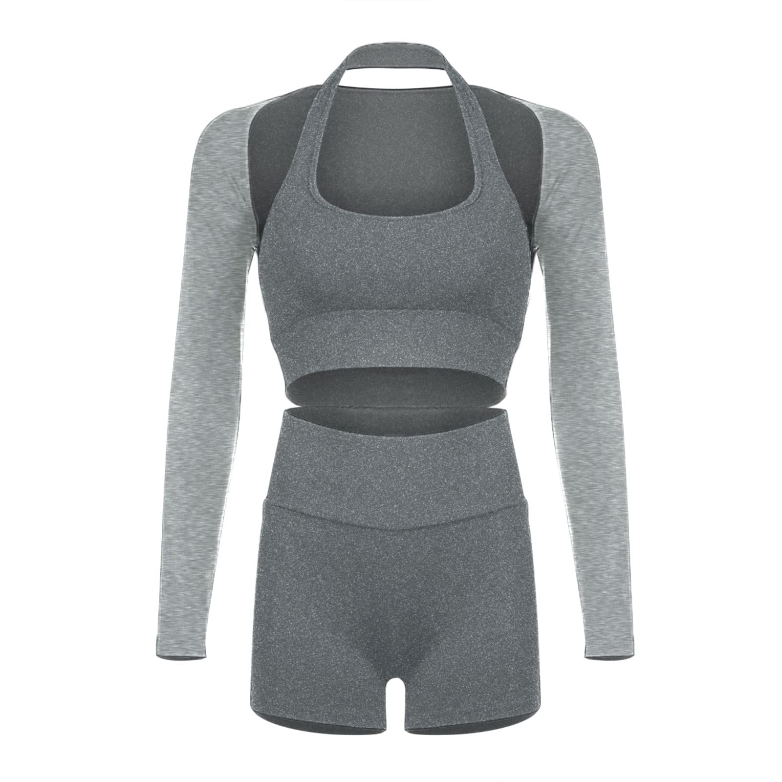 Women's 2-Piece Gym Set - High Waisted Shorts & Sports Bra for Workout
