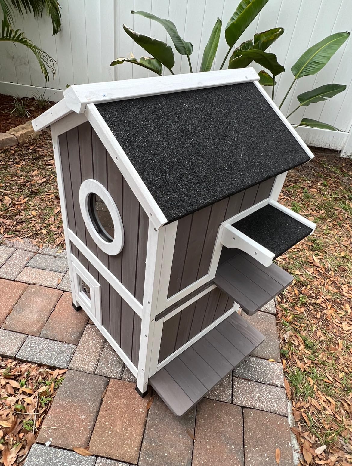 Weatherproof Outdoor Cat House - 2 Story Wooden Kitty Shelter for Winter, Feral Cats & Strays with Waterproof Roof - Perfect for Backyard, Garden & Patio Protection