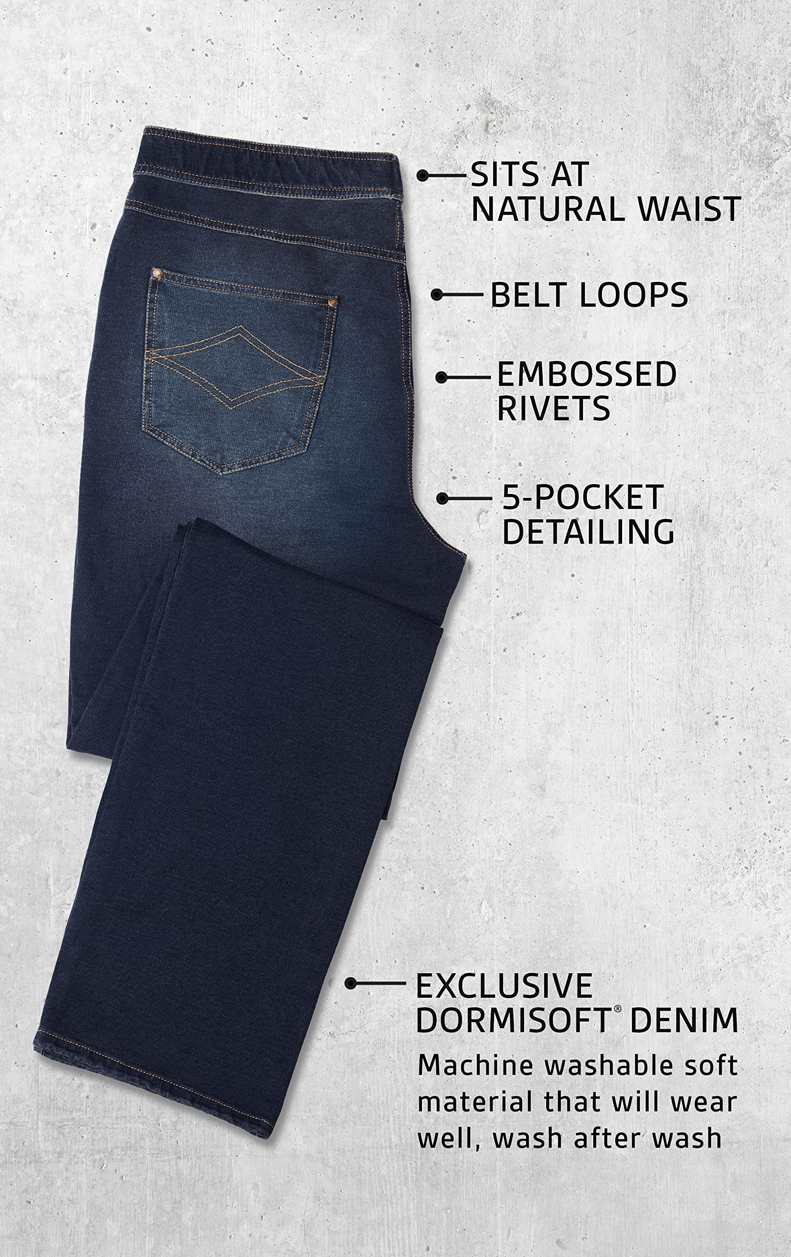 Men's Pajama Jeans - Stretch Denim Pull-On Pants with Elastic Waist | Slim Straight Fit Comfortable Lounge Pants for Relaxing at Home & Casual Outings