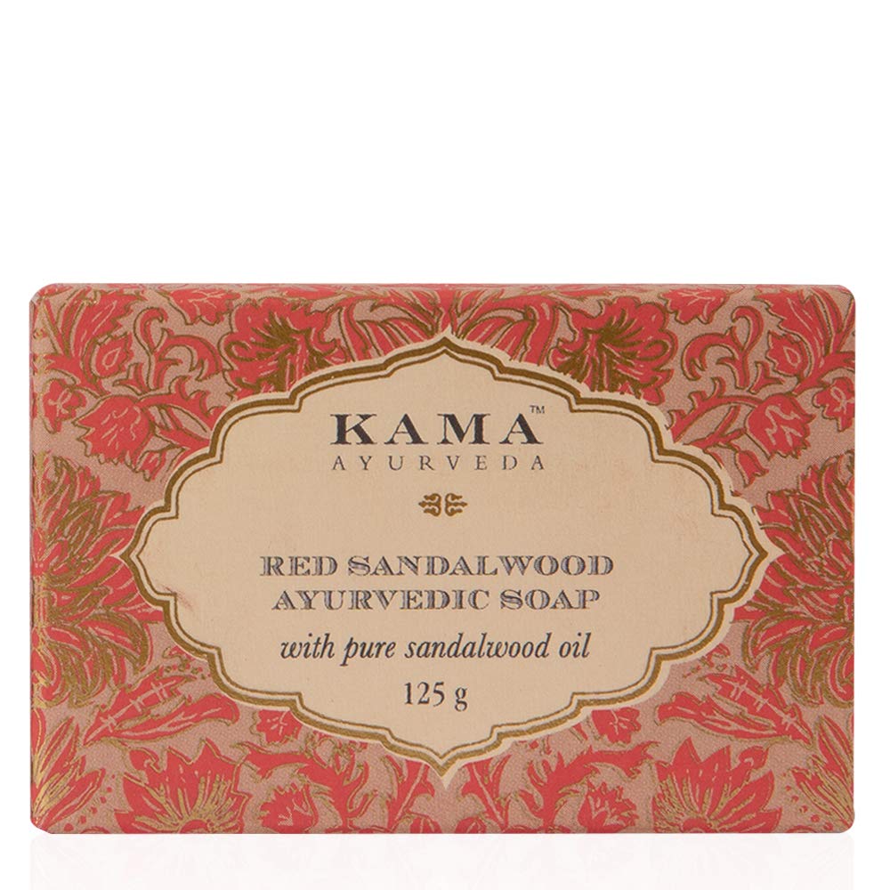 Kama Ayurveda Red Sandalwood Ayurvedic Soap with Pure Sandalwood Oil - 125g Natural Skin Cleansing Bar for Glowing Complexion | Perfect for Daily Face & Body Wash, Sensitive Skin Care & Ayurvedic Beauty Routine