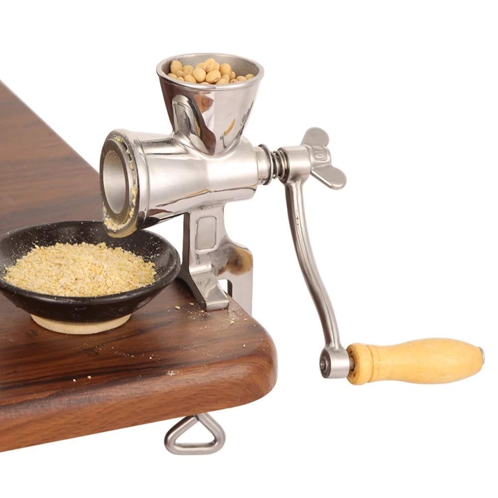 Premium Stainless Steel Manual Grain Mill Grinder - Hand Crank Coffee, Wheat, Soybean & Herb Grinder for Home Kitchen - Perfect for Fresh Flour, Coffee & Spice Grinding at Home or Camping