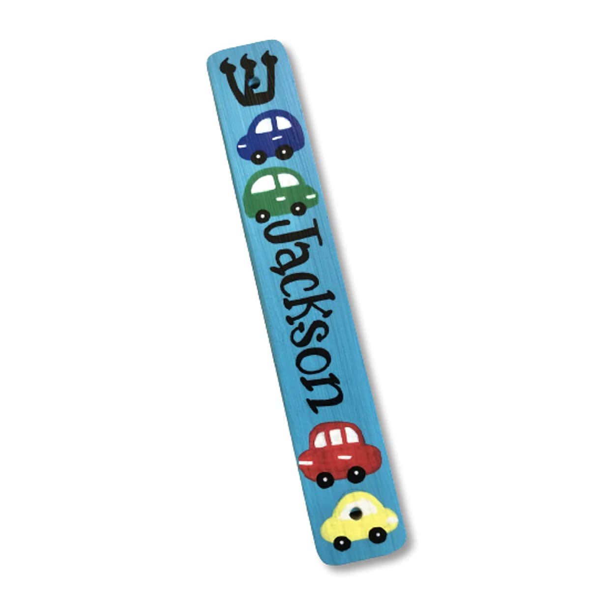 Car Mezuzah Case - Blue Judaica Gift for Boys, Baby Naming Ceremony & Bris - Kosher Scroll Holder for Kids' Room Decor - Personalized Hebrew Blessing for Home & Car Protection