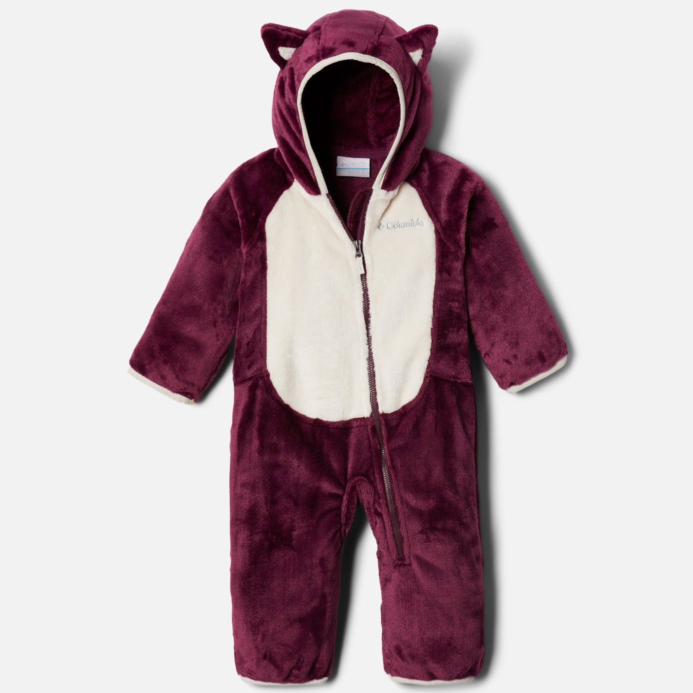 Columbia Marionberry/Chalk Foxy Baby Sherpa Bunting - Warm Winter Infant Snowsuit for Boys & Girls - Perfect for Cold Weather Outings, Snow Play & Holiday Photos