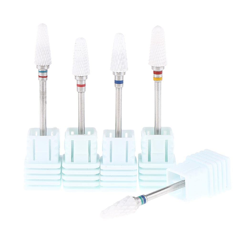 Professional 5-Pack Ceramic Nail Drill Bits for Electric Nail Files - High-Speed Polishing & Grinding Heads for Manicure & Pedicure - Perfect for Salon, Home & Professional Nail Technicians
