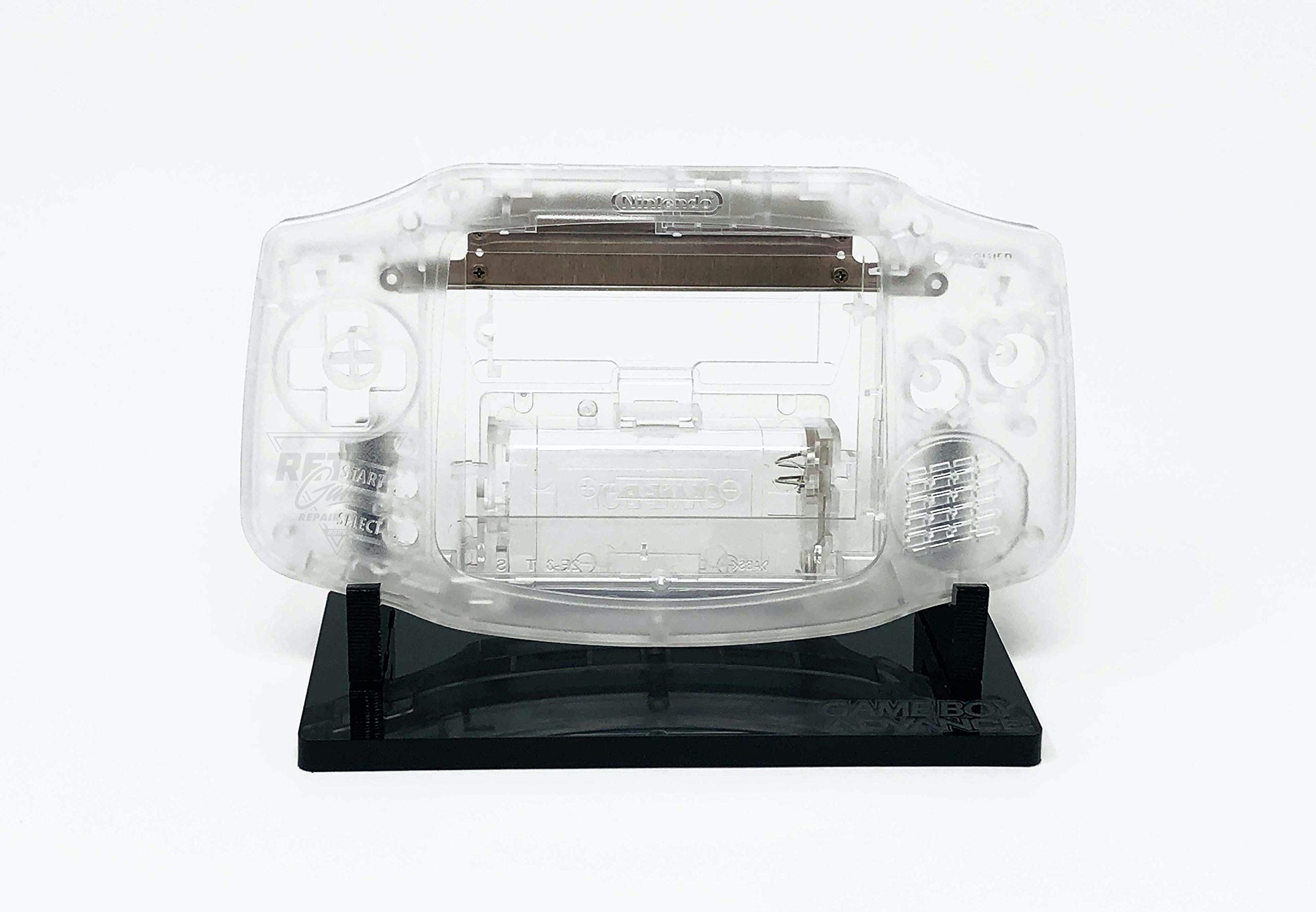 RGRS FunnyPlaying GBA IPS Backlight Shell - Clear White, No Cut Housing, Retro Gaming Upgrade for Game Boy Advance Enthusiasts