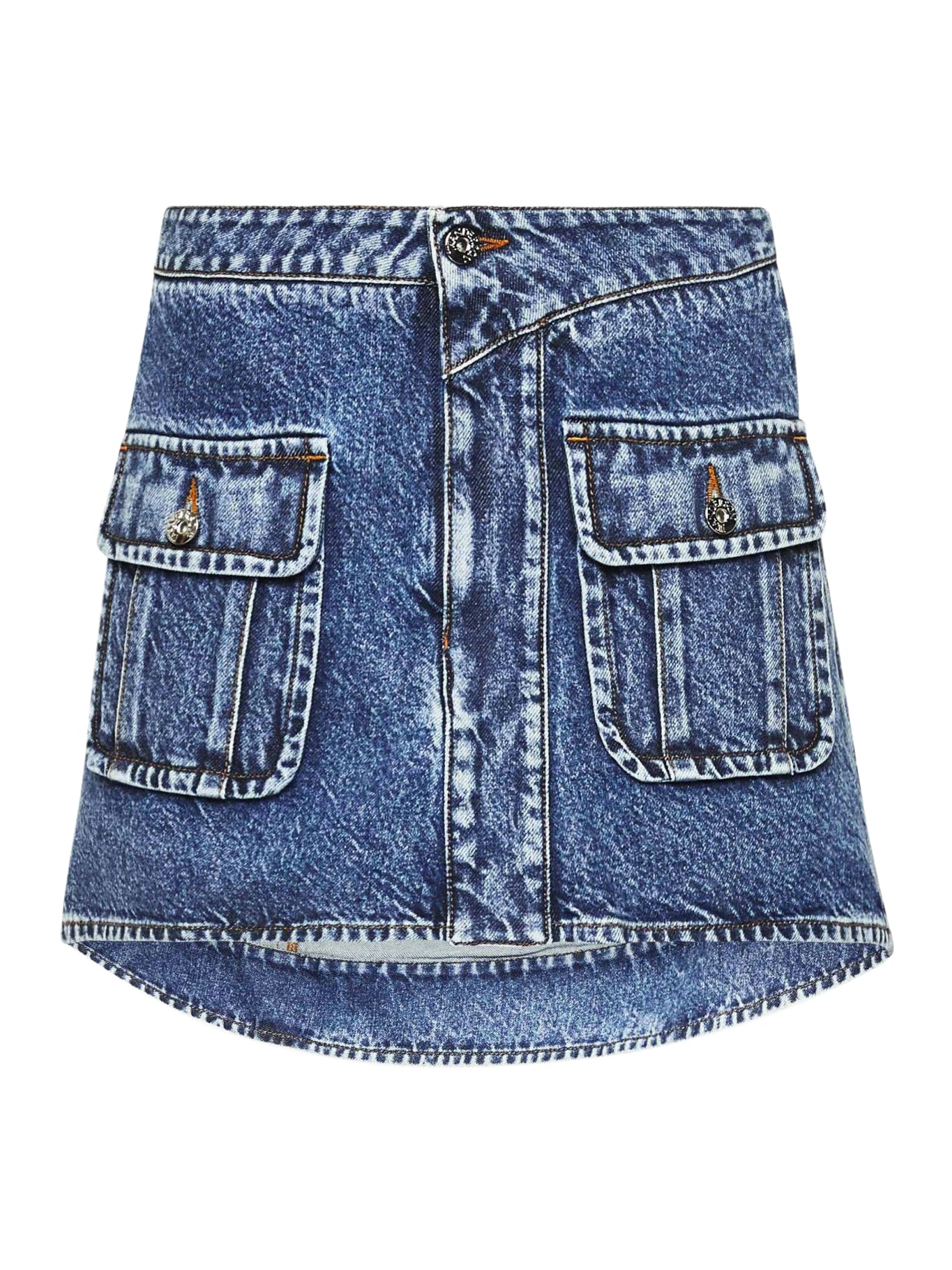 Stylish Curved Patch Pocket Mini Skirt for Women | Trendy A-Line Denim Skirt | Perfect for Casual Outfits, Parties & Date Nights